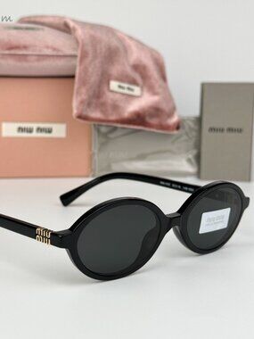 Miu Miu REGARD Women Sunglasses Black Grey MU04ZS 1AB5S0 NEW AUTHENTIC